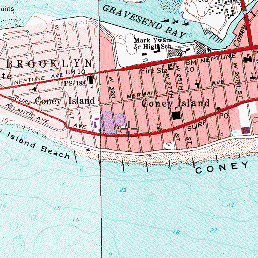 Topographic Map of Surf Theater (historical), NY