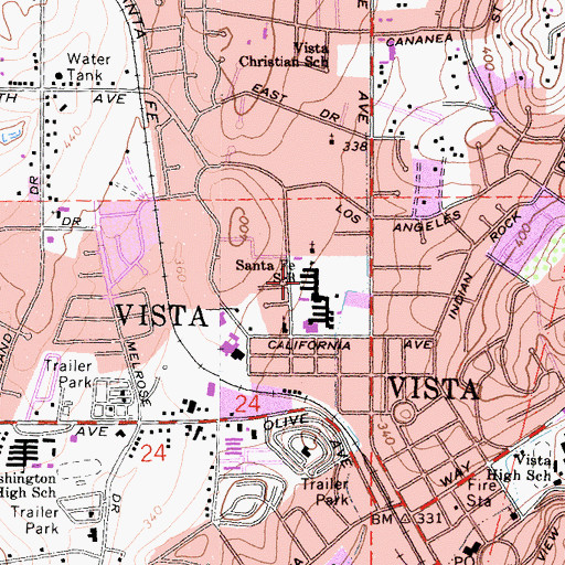 Topographic Map of Vista Academy of Visual and Performing Arts, CA