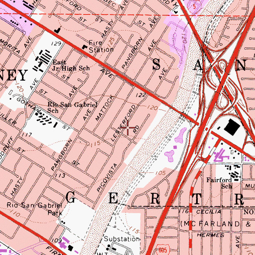 Topographic Map of Santa Gertrudes, CA