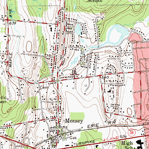 Topographic Map of Slonim Yeshiva Institute, NY
