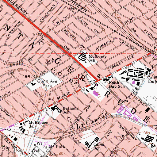 Topographic Map of Santa Gertrudes, CA