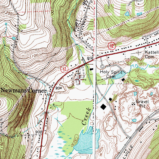Topographic Map of Lees Mobile Home Park, NY