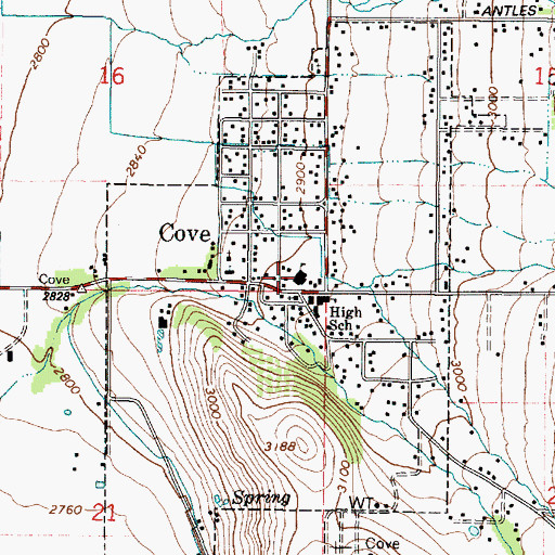 Topographic Map of Cove School, OR