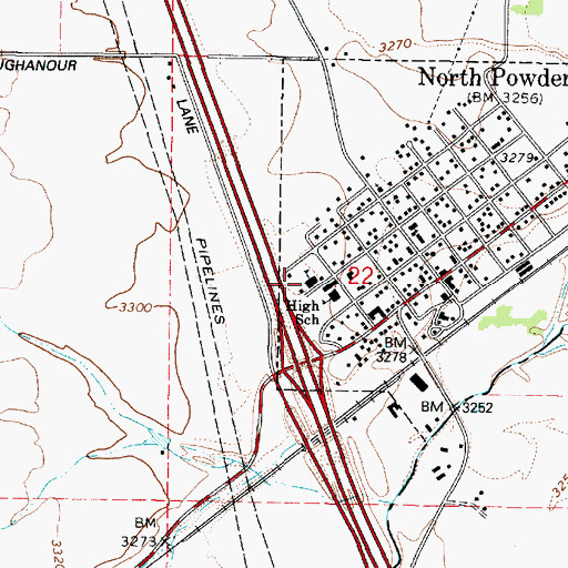 Topographic Map of Powder Valley School, OR