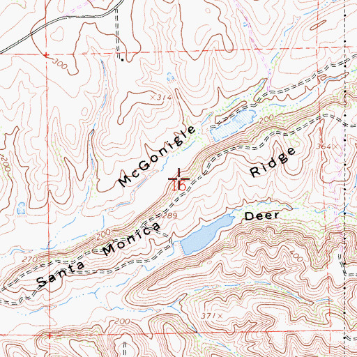 Topographic Map of Santa Monica Ridge, CA