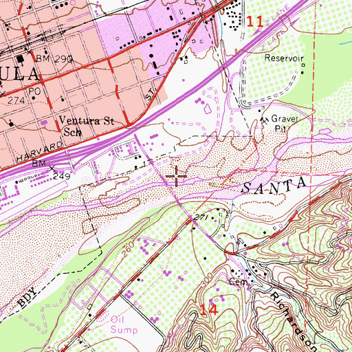 Topographic Map of Santa Paula Creek, CA