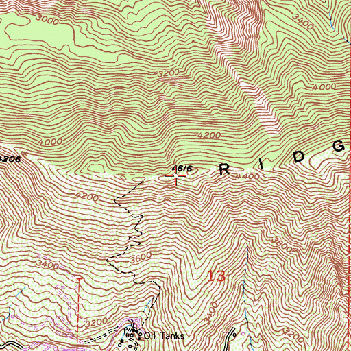 Topographic Map of Santa Paula Ridge, CA