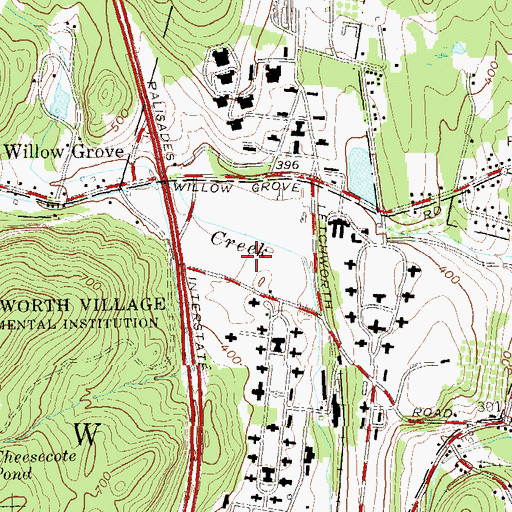 Topographic Map of Willow Grove Middle School, NY