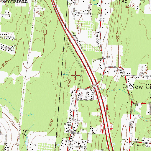 Topographic Map of Hillcrest Elementary School, NY