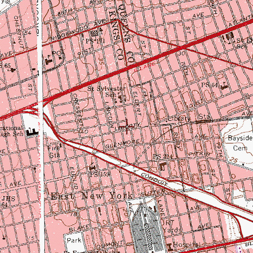Topographic Map of Sheridan Theatre (historical), NY