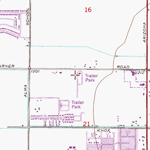 Topographic Map of Kon Tiki Mobile Home Park, AZ