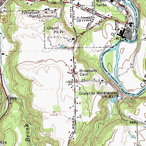 Topographic Map of Broadway School (historical), NY