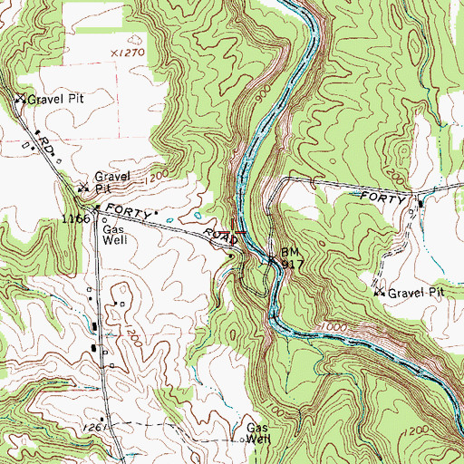 Topographic Map of Forty Bridge, NY