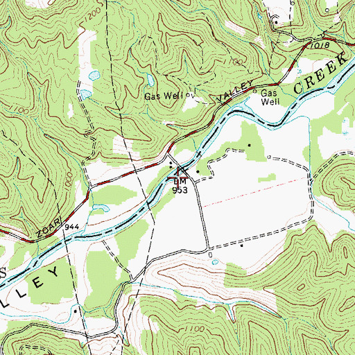 Topographic Map of Zoar Bridge, NY