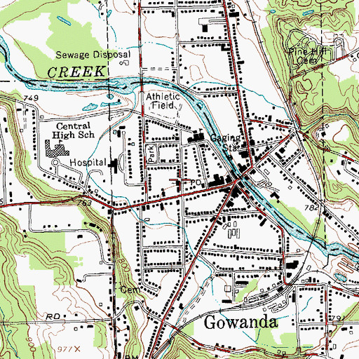 Topographic Map of United Methodist Church of Gowanda, NY