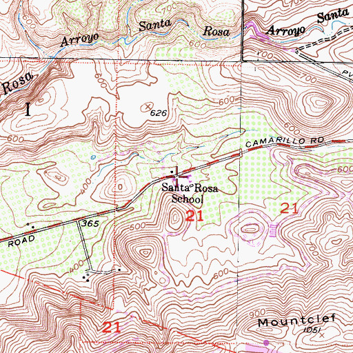 Topographic Map of Santa Rosa Elementary School, CA