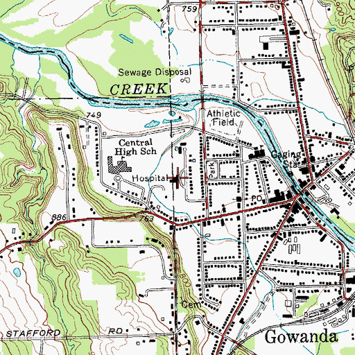 Topographic Map of Tri-County Memorial Hospital (historical), NY