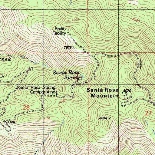 Topographic Map of Santa Rosa Spring, CA