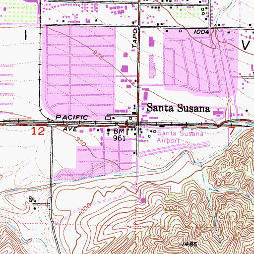 Topographic Map of Santa Susana, CA