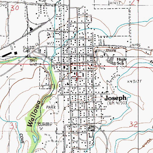 Topographic Map of Joseph Elementary School, OR
