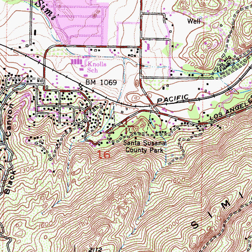 Topographic Map of Santa Susana County Park, CA