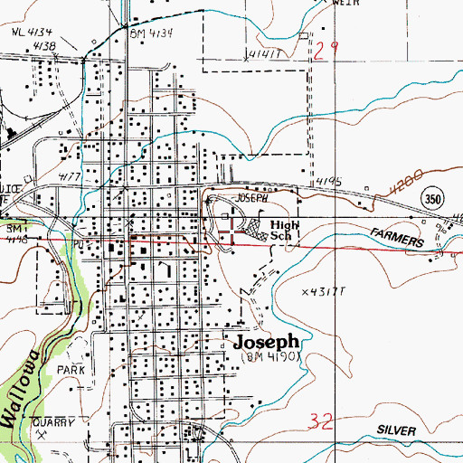 Topographic Map of Joseph High School, OR