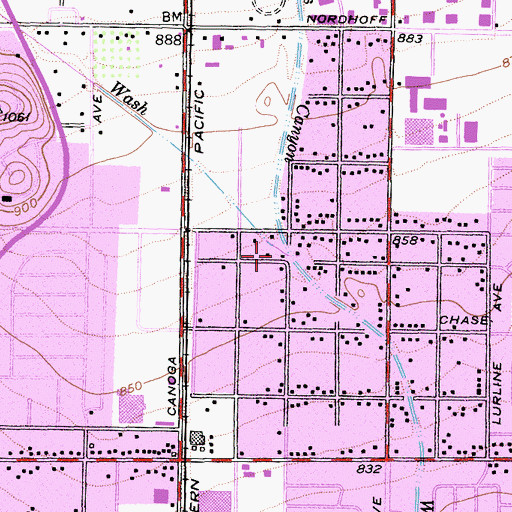Topographic Map of Santa Susana Pass Wash, CA