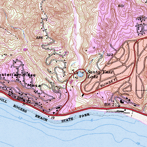 Topographic Map of Santa Ynez Lake, CA