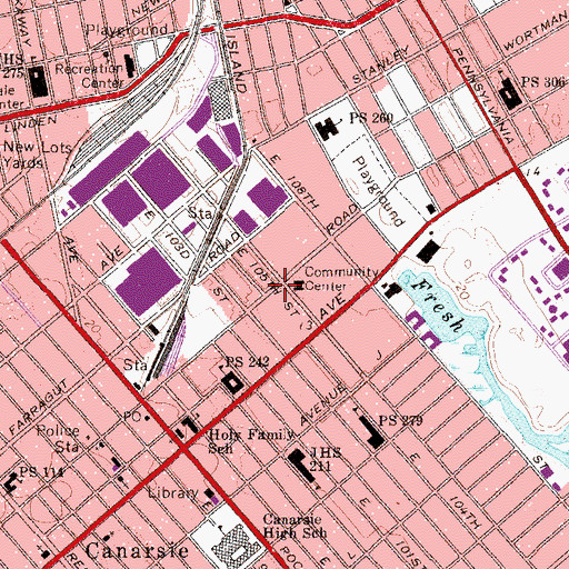 Topographic Map of Canarsie Church of God, NY