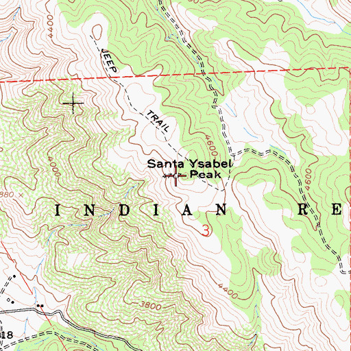 Topographic Map of Santa Ysabel Peak, CA