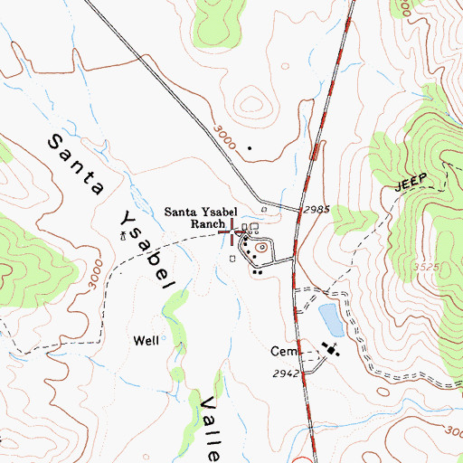 Topographic Map of Santa Ysabel Ranch, CA