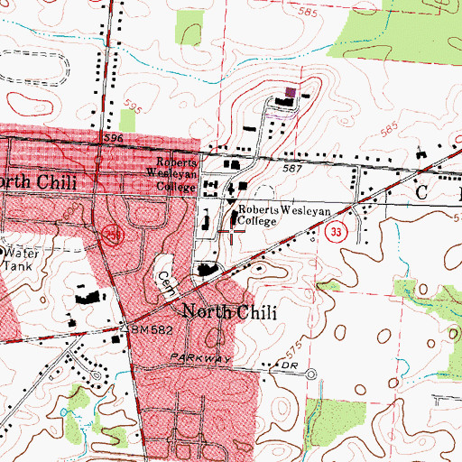 Topographic Map of Roberts Cultural Life Center, NY