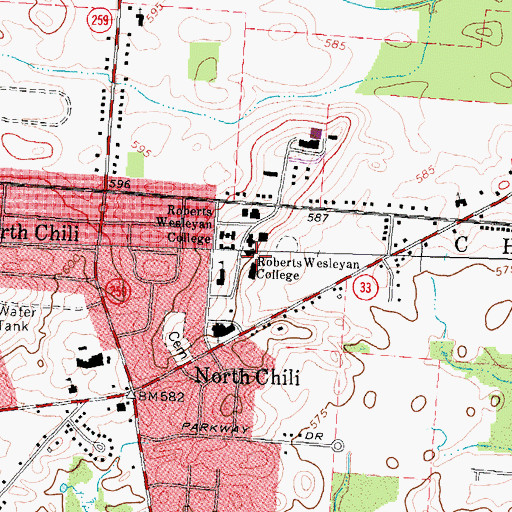 Topographic Map of Cox Hall, NY