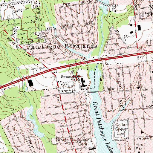 Topographic Map of John A Danzi Athletic Center, NY