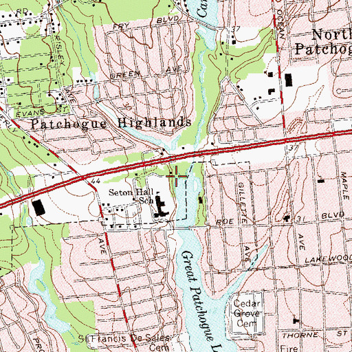 Topographic Map of Clare Rose Playhouse, NY