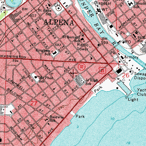 Topographic Map of Grace Lutheran Church, MI