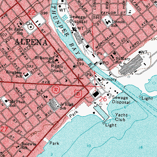 Topographic Map of Trinity Episcopal Church, MI
