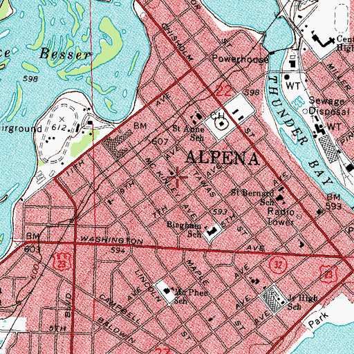 Topographic Map of Church of Christ, MI