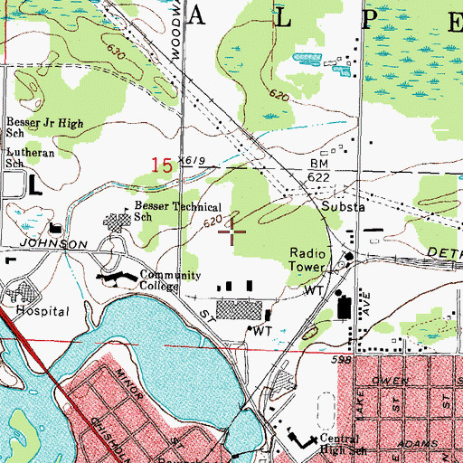 Topographic Map of First Presbyterian Church, MI