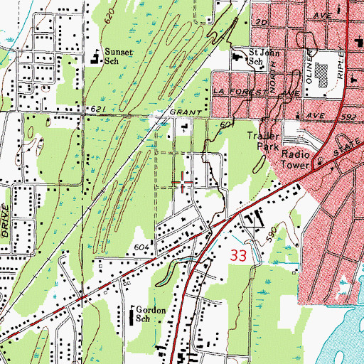 Topographic Map of First Church of God, MI