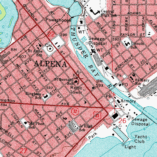 Topographic Map of Saint Bernard Catholic Church, MI