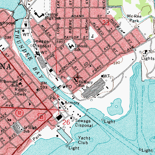 Topographic Map of Saint Mary Church, MI