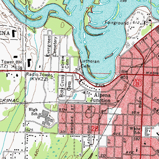 Topographic Map of First Baptist Church, MI