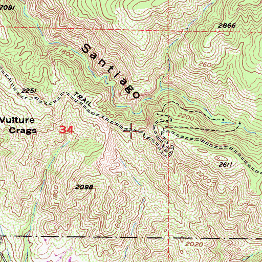 Topographic Map of Santiago Truck Trail, CA