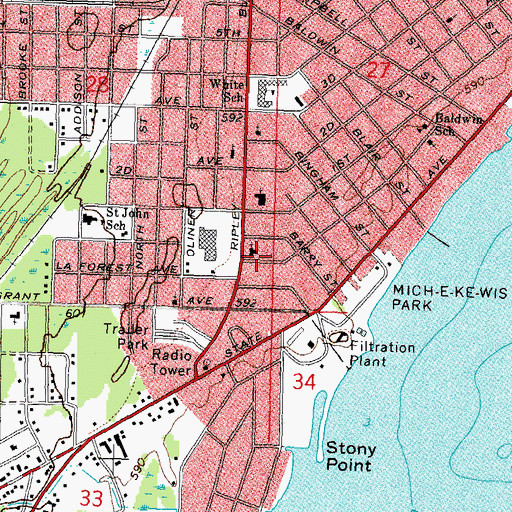 Topographic Map of New Life Christian Fellowship Church, MI