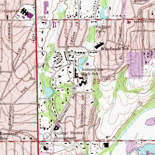 Topographic Map of Ernest Whitworth Marland Mansion, OK