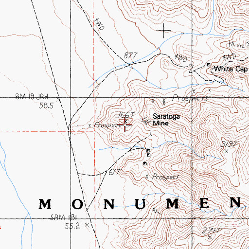 Topographic Map of Saratoga Mine, CA