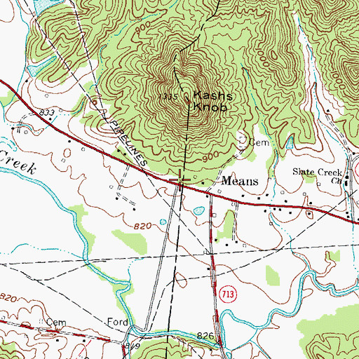 Topographic Map of Cash Knob Post Office (historical), KY