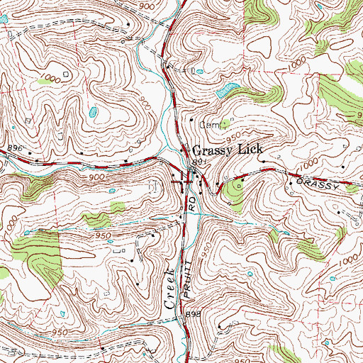 Topographic Map of Grassy Lick Methodist Church, KY