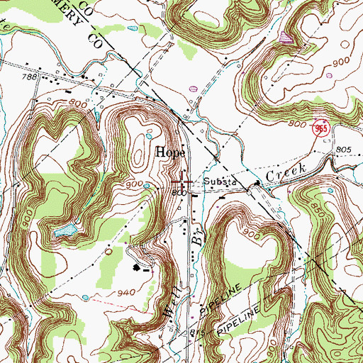 Topographic Map of Hope Post Office, KY